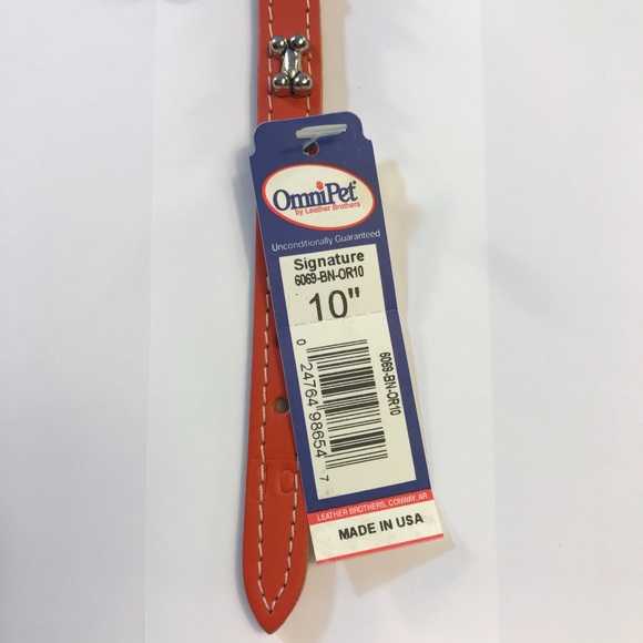 Omnipet Dog Collar Pet Orange Bone 10” Leather Matching Keychain - Picture 5 of 11